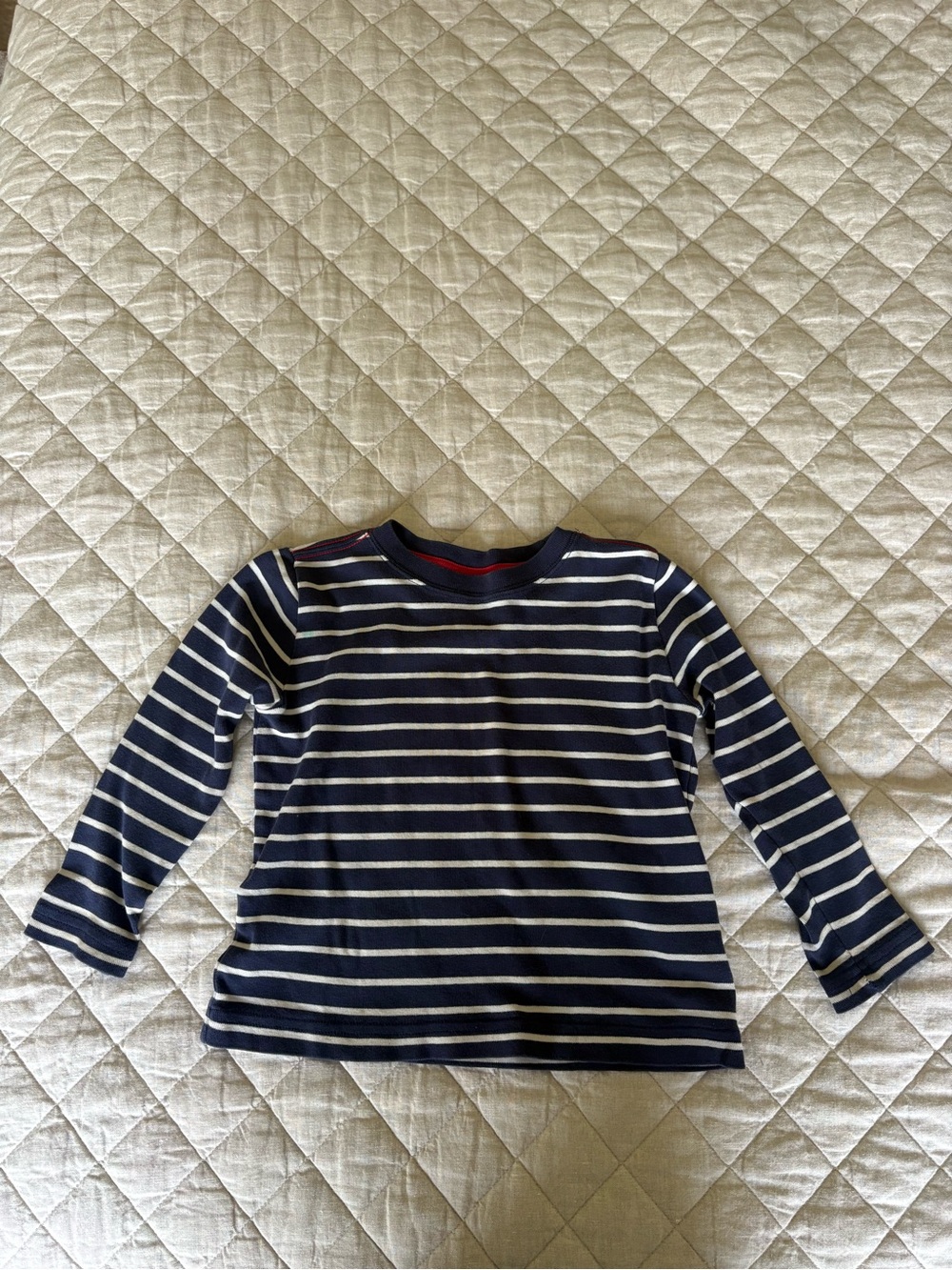 Hanna Andersson Navy and White Striped Long-Sleeve Tee